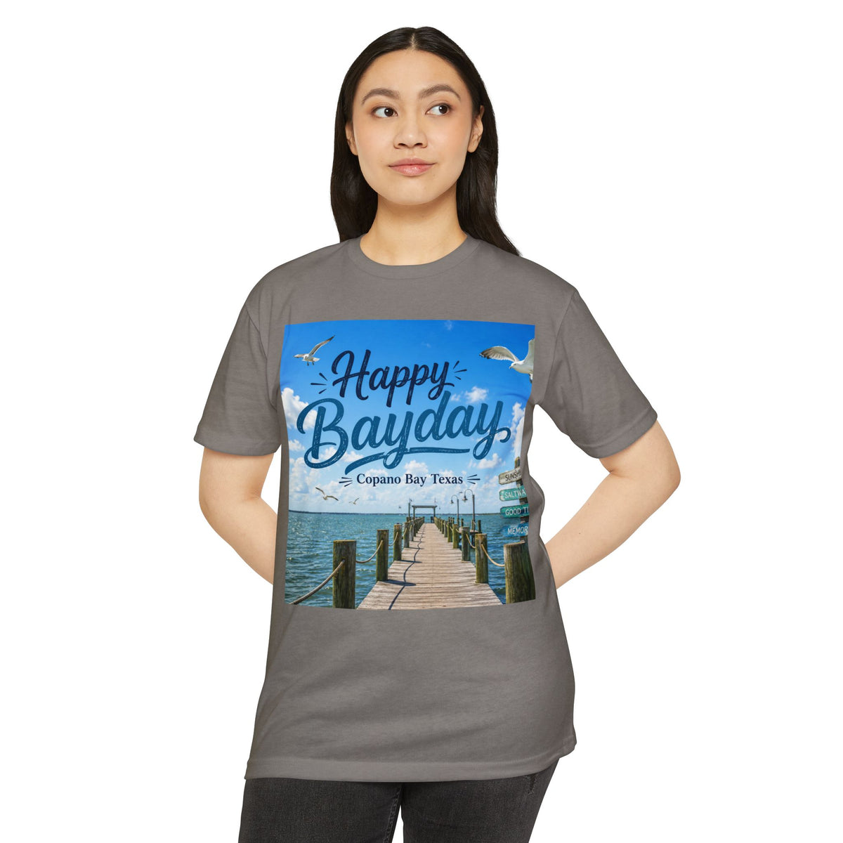 Happy Bayday Dock T-Shirt — Corpus Bay Texas Seaside Vacation Tee