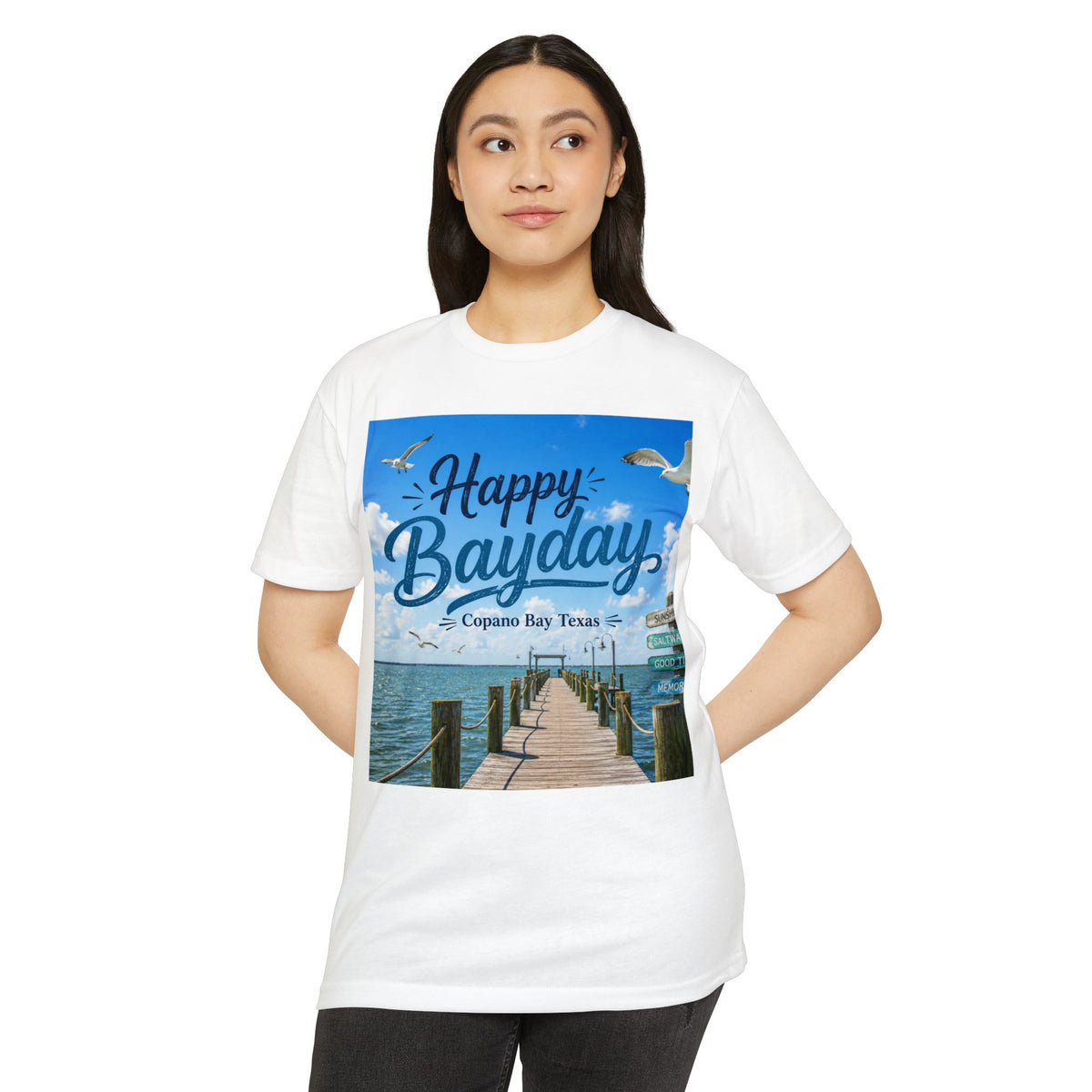 Happy Bayday Dock T-Shirt — Corpus Bay Texas Seaside Vacation Tee