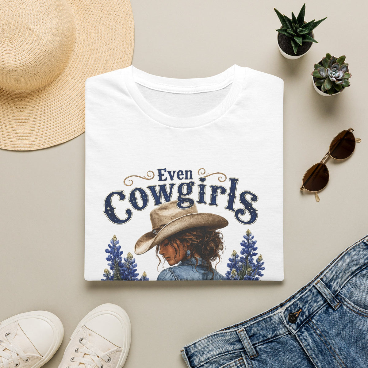 Even Cowgirls T-Shirt — 'Even Cowgirls Get the Blues' Vintage Western Women's Tee