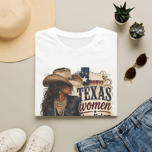 Texas Women T‑Shirt — "Texas Women Standin' Up to Beat the Others Lyin' Down" Vintage Cowgirl Tee